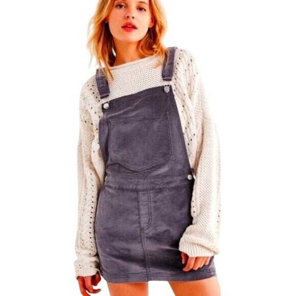 Urban Outfitters Dresses & Skirts - Urban‎ Outfitters Velour Mini Overall Dress Sz S Purple Adjustable Y2K 90s Retro